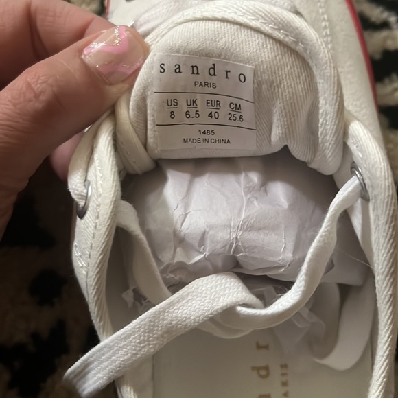 Sandro BLANC Women's Anouk Flame Sole Canvas Sneakers, EU 40, US 8 - Picture 7 of 8